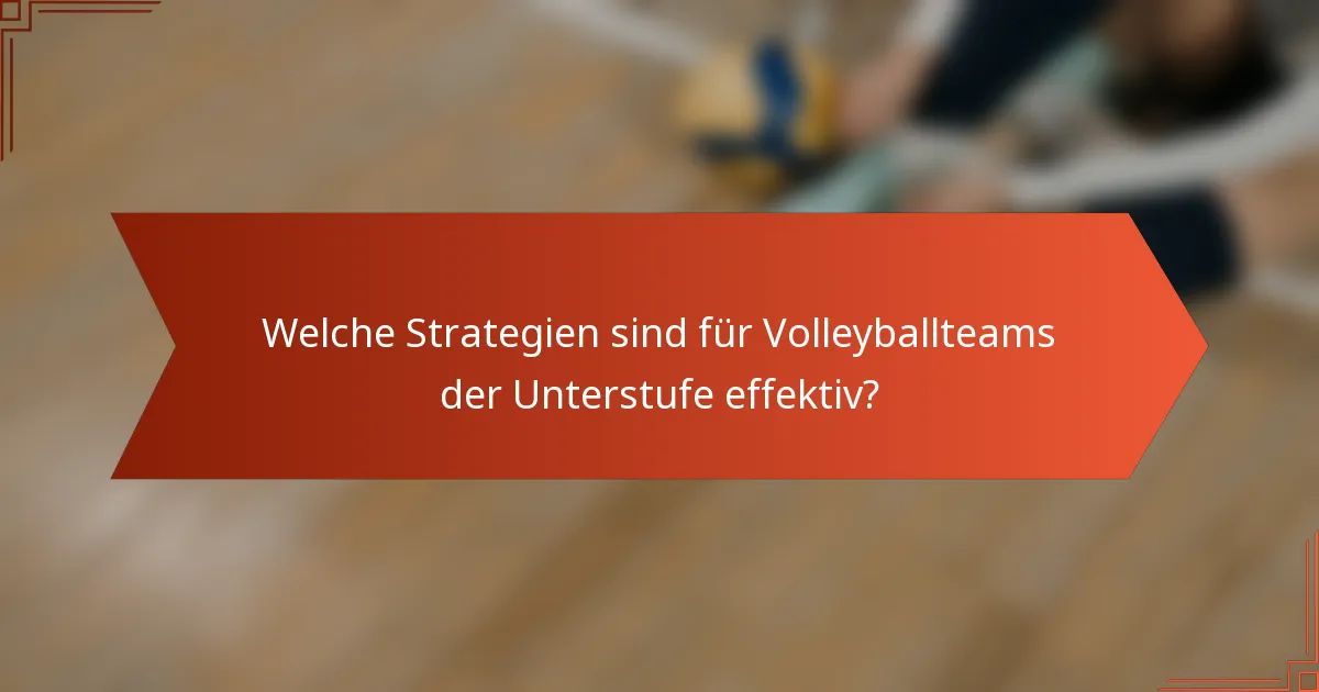 Welche Strategien sind für Volleyballteams der Unterstufe effektiv?